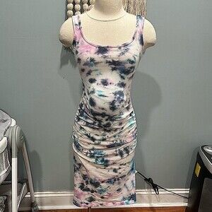 NEW Tie Dye Maternity Tank Dress with Side Ruching Small